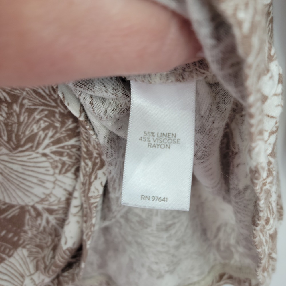 J.Jill Linen Blend Sea Shell Top Womens Large Tan Ivory Coastal Beachy Neutral - Picture 5 of 7
